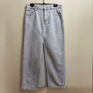 Zara Light Grey Denim Maxi Skirt High Rise Straight Fit Minimalist Y2K Women’s M